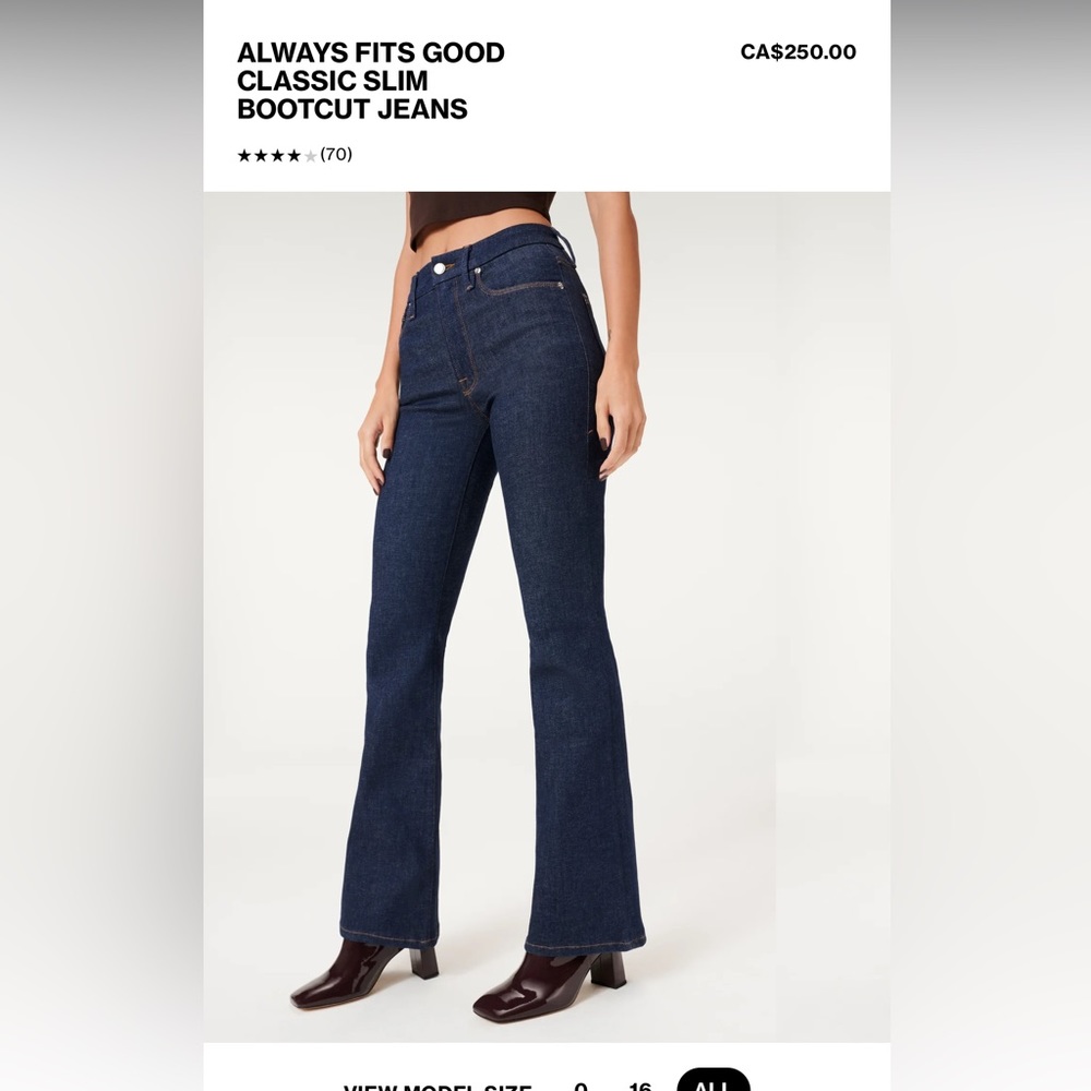 Good American Always fits bootcut jeans